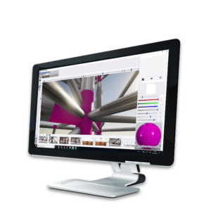Tekla Structures BIM software displayed on a monitor, shown as part of BuildingPoint SA’s advanced construction and structural modelling solutions.