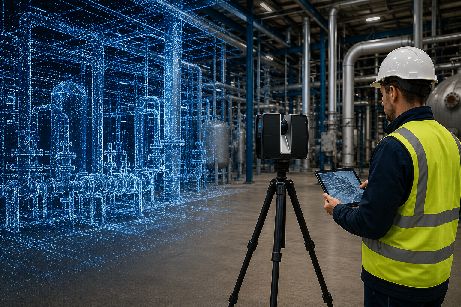 Scan to BIM workflow with digital construction technology on site